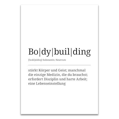 ARTFAVES® Poster Definition Bodybuilding | Worterklärung Duden Lexikon Wanddeko Wandbild Spruch als Geschenk | ohne Rahmen | 21 x 30 cm von ARTFAVES