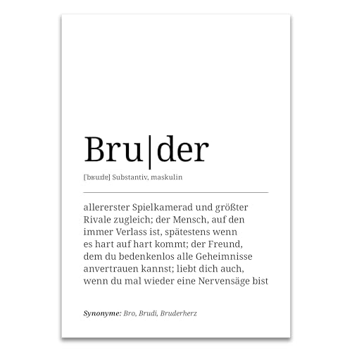 ARTFAVES® Poster Definition Bruder | Worterklärung Duden Lexikon Wanddeko Wandbild Spruch als Geschenk | ohne Rahmen | 21 x 30 cm von ARTFAVES