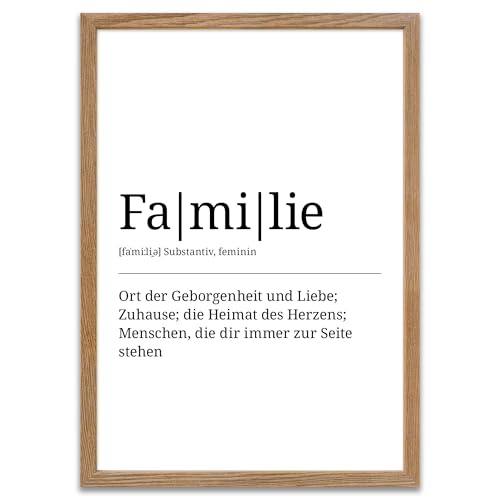 ARTFAVES® Poster Definition Familie | Worterklärung Duden Lexikon Wanddeko Wandbild Spruch als Geschenk | mit Rahmen Holz Eiche | 21 x 30 cm von ARTFAVES