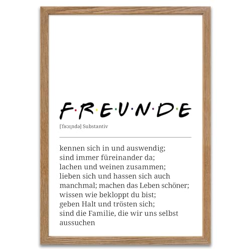 ARTFAVES® Poster Definition Freunde | Worterklärung Duden Lexikon Wanddeko Wandbild Spruch als Geschenk | mit Rahmen Holz Eiche | 30 x 40 cm von ARTFAVES