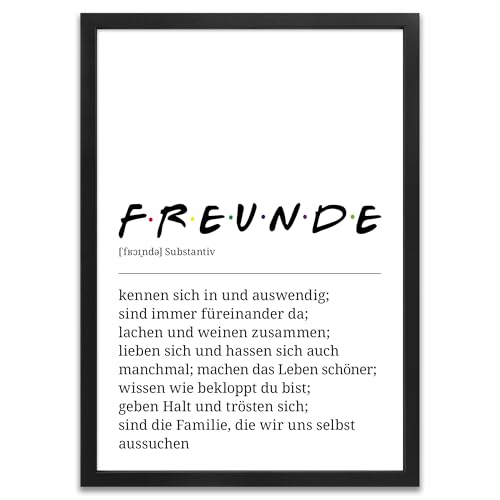 ARTFAVES® Poster Definition Freunde | Worterklärung Duden Lexikon Wanddeko Wandbild Spruch als Geschenk | mit Rahmen Holz Schwarz | 21 x 30 cm von ARTFAVES