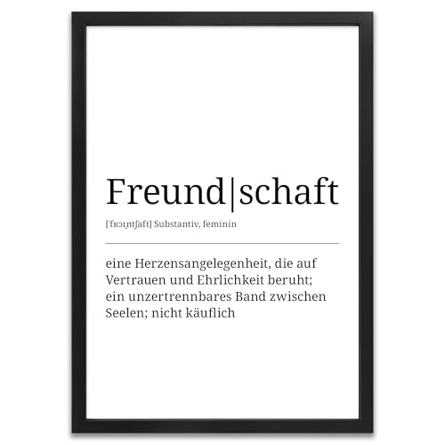 ARTFAVES® Poster Definition Freundschaft | Worterklärung Duden Lexikon Wanddeko Wandbild Spruch als Geschenk | mit Rahmen Holz Schwarz | 30 x 40 cm von ARTFAVES