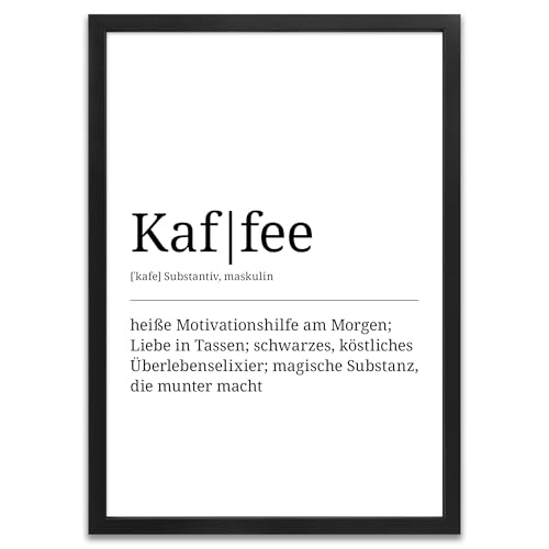 ARTFAVES® Poster Definition Kaffee | Worterklärung Duden Lexikon Wanddeko Wandbild Spruch als Geschenk | mit Rahmen Holz Schwarz | 21 x 30 cm von ARTFAVES