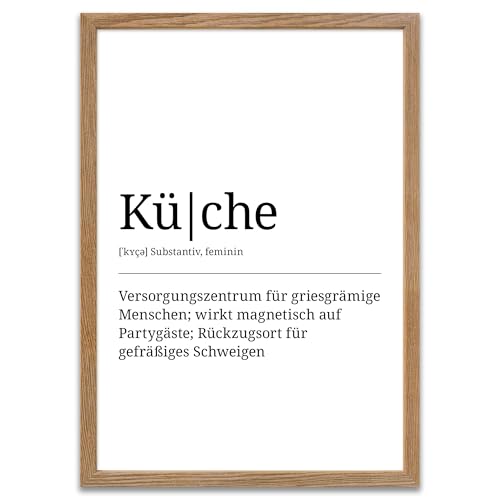 ARTFAVES® Poster Definition Küche | Worterklärung Duden Lexikon Wanddeko Wandbild Spruch als Geschenk | mit Rahmen Holz Eiche | 21 x 30 cm von ARTFAVES