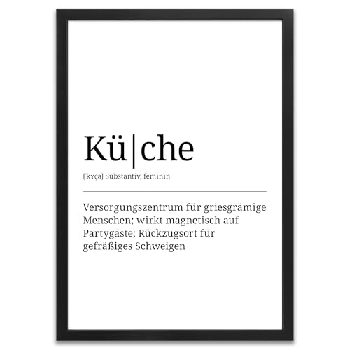 ARTFAVES® Poster Definition Küche | Worterklärung Duden Lexikon Wanddeko Wandbild Spruch als Geschenk | mit Rahmen Holz Schwarz | 21 x 30 cm von ARTFAVES