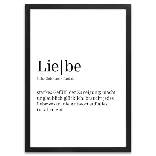 ARTFAVES® Poster Definition Liebe | Worterklärung Duden Lexikon Wanddeko Wandbild Spruch als Geschenk | mit Rahmen Holz Schwarz | 21 x 30 cm von ARTFAVES