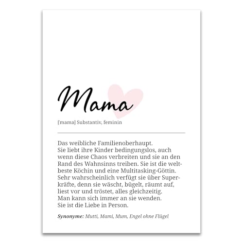 ARTFAVES® Poster Definition Mama | Worterklärung Duden Lexikon Wanddeko Wandbild Spruch als Geschenk | ohne Rahmen | 30 x 40 cm von ARTFAVES