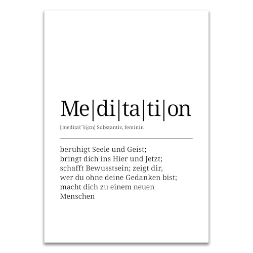 ARTFAVES® Poster Definition Meditation | Worterklärung Duden Lexikon Wanddeko Wandbild Spruch als Geschenk | ohne Rahmen | 30 x 40 cm von ARTFAVES