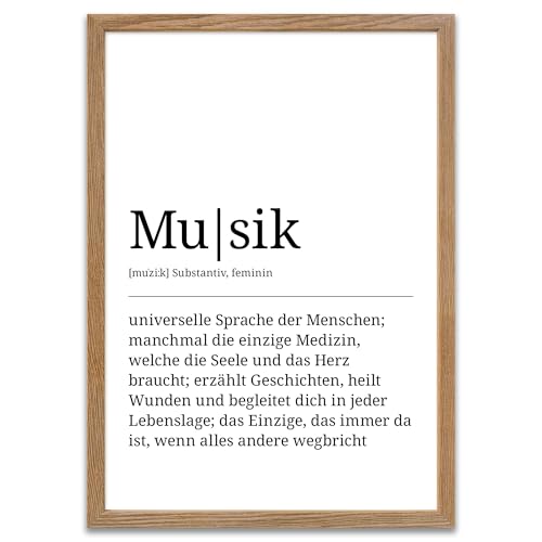 ARTFAVES® Poster Definition Musik | Worterklärung Duden Lexikon Wanddeko Wandbild Spruch als Geschenk | mit Rahmen Holz Eiche | 30 x 40 cm von ARTFAVES