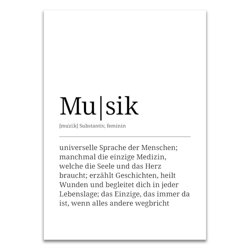 ARTFAVES® Poster Definition Musik | Worterklärung Duden Lexikon Wanddeko Wandbild Spruch als Geschenk | ohne Rahmen | 21 x 30 cm von ARTFAVES