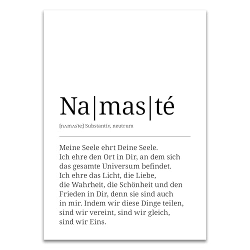 ARTFAVES® Poster Definition Namasté | Worterklärung Duden Lexikon Wanddeko Wandbild Spruch als Geschenk | ohne Rahmen | 30 x 40 cm von ARTFAVES