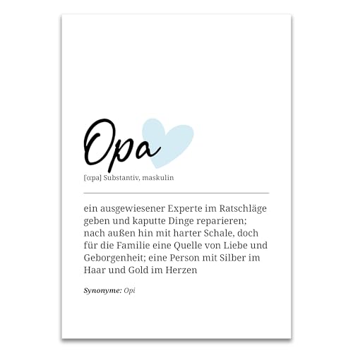 ARTFAVES® Poster Definition Opa | Worterklärung Duden Lexikon Wanddeko Wandbild Spruch als Geschenk | ohne Rahmen | 21 x 30 cm von ARTFAVES