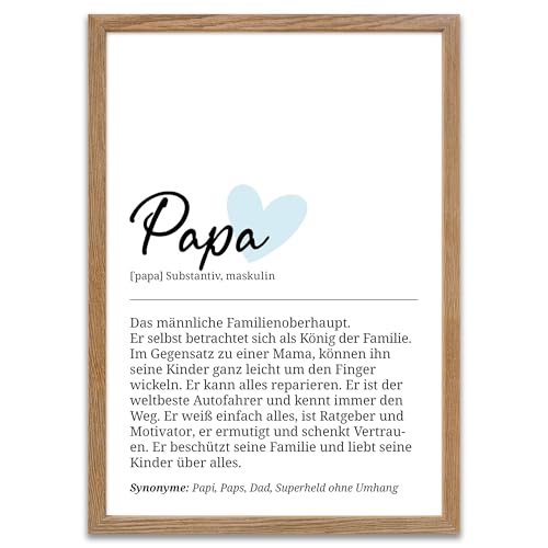 ARTFAVES® Poster Definition Papa | Worterklärung Duden Lexikon Wanddeko Wandbild Spruch als Geschenk | mit Rahmen Holz Eiche | 21 x 30 cm von ARTFAVES
