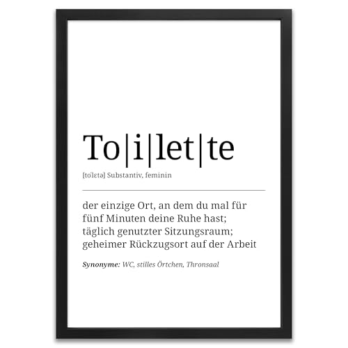 ARTFAVES® Poster Definition Toilette | Worterklärung Duden Lexikon Wanddeko Wandbild Spruch als Geschenk | mit Rahmen Holz Schwarz | 21 x 30 cm von ARTFAVES