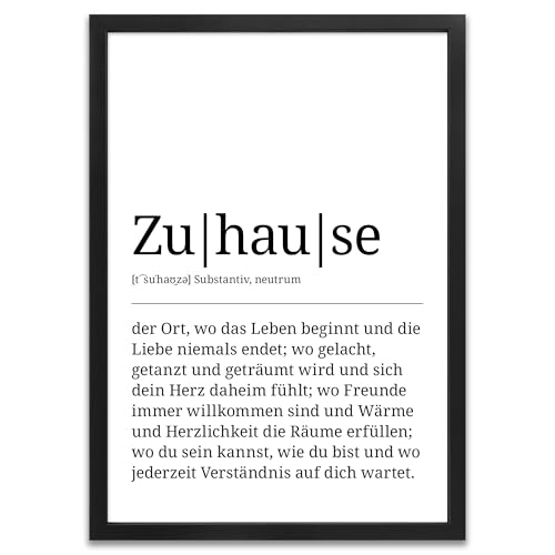 ARTFAVES® Poster Definition Zuhause | Worterklärung Duden Lexikon Wanddeko Wandbild Spruch als Geschenk | mit Rahmen Holz Schwarz | 30 x 40 cm von ARTFAVES