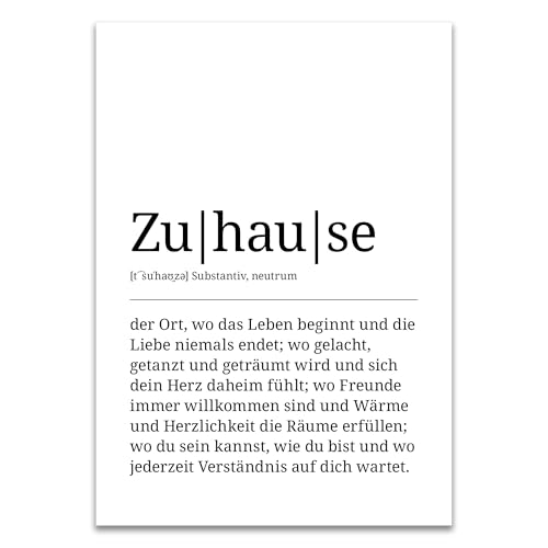 ARTFAVES® Poster Definition Zuhause | Worterklärung Duden Lexikon Wanddeko Wandbild Spruch als Geschenk | ohne Rahmen | 30 x 40 cm von ARTFAVES