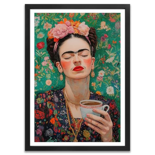 ARTFAVES® Poster - Frida Kahlo 1 | Wanddeko Wandbild Kunst Modern Witzig | mit Rahmen Eiche | 21 x 30 cm von ARTFAVES