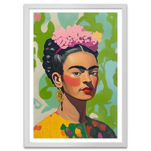 ARTFAVES® Poster - Frida Kahlo 2 | Wanddeko Wandbild Kunst Modern Witzig | mit Rahmen Weiss | 30 x 40 cm von ARTFAVES
