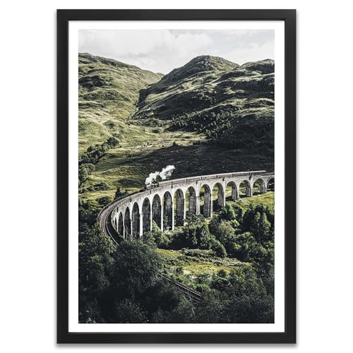 ARTFAVES® Poster - Glennfinnan Viadukt | Wanddeko Wandbild Fotografie Vintage | mit Rahmen Schwarz | 30 x 40 cm von ARTFAVES