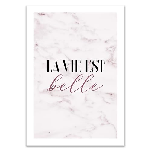 ARTFAVES® Poster - La vie est belle | Wanddeko Wandbild Typografie Spruch | ohne Rahmen | 30 x 40 cm von ARTFAVES