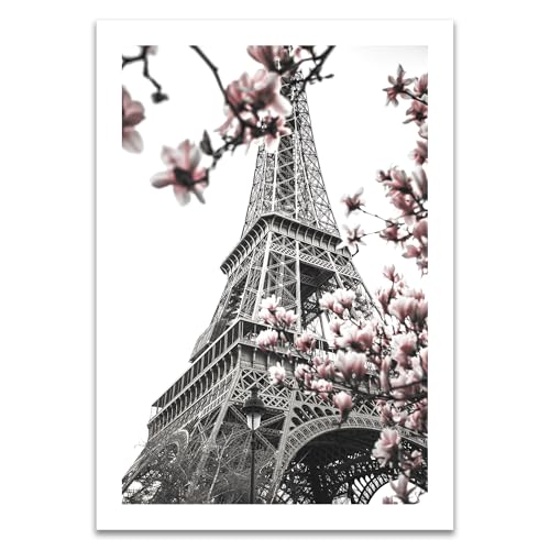 ARTFAVES® Poster - Magnolienbaum am Eiffelturm | Wanddeko Wandbild Fotografie Modern | ohne Rahmen | 30 x 40 cm von ARTFAVES