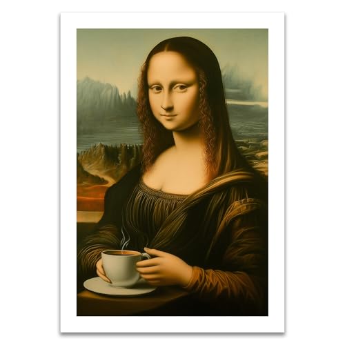ARTFAVES® Poster - Mona Lisa Kaffee | Wanddeko Wandbild Kunst Modern Witzig | ohne Rahmen | 21 x 30 cm von ARTFAVES
