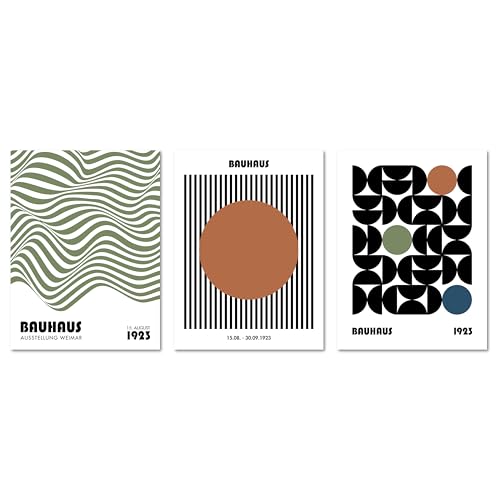 ARTFAVES® Poster Set - Bauhaus Geometrie 2 - mehrteilige Wanddeko Wohnzimmer, Schlafzimmer, Büro, Flur - 3 moderne Wandbilder Formen, Kunst, Abstrakt, Kunstplakat - ohne Bilderrahmen von ARTFAVES