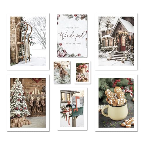 ARTFAVES® Poster Set - CHRISTMAS TIME - mehrteilige Wanddeko Wohnzimmer & Schlafzimmer - 8 moderne Wandbilder Weihnachten, Winter, Schnee, Weihnachtszeit - ohne Bilderrahmen von ARTFAVES