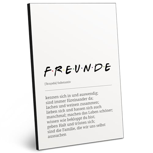 ARTFAVES® Worterklärung Freunde | Wortdefinition Bild als Geschenk | Schild Holzbild mit Spruch zum Thema Freundschaft/Beste Freundin von ARTFAVES