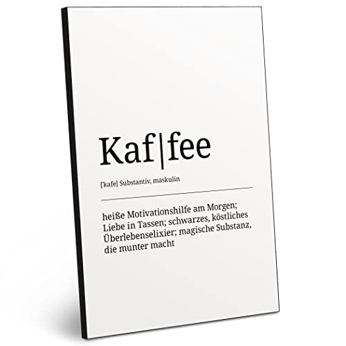 ARTFAVES® Worterklärung Kaffee | Definition Bild schwarz-Weiss als Geschenk | Holzschild mit Spruch zum Thema Kaffee/witzig von ARTFAVES