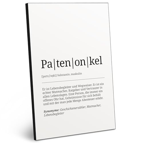 ARTFAVES® Worterklärung Patenonkel | Wortdefinition Bild als Geschenk | Schild Holzbild mit Spruch zum Thema Familie von ARTFAVES