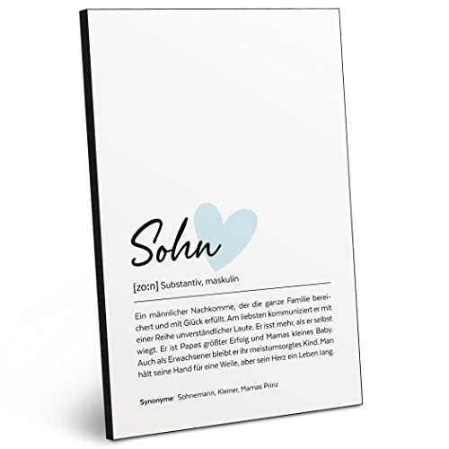 ARTFAVES® Worterklärung Sohn (Handschrift) | Definition Bild als Geschenk | Holzschild mit Spruch zum Thema Sohn | aus Dicker Holzplatte, benötigt keinen Rahmen von ARTFAVES