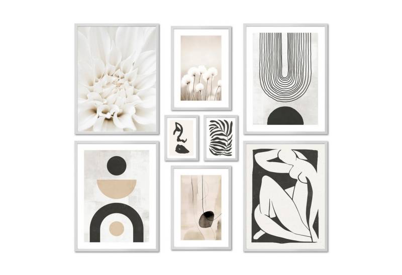 ARTFAVES Bilder-Collage Poster Set - ABSTRACT BLACK ART I Abstrakt Schwarz Beige I Deko, (Wandbilder modern, 8 St), verschiedene Größen im Set von ARTFAVES