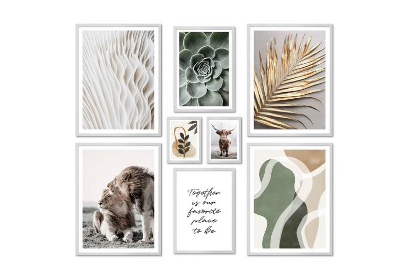 ARTFAVES Bilder-Collage Poster Set - ABSTRACT NATURE I Natur Grün Abstrakt I Deko, (Wandbilder modern, 8 St), verschiedene Größen im Set von ARTFAVES