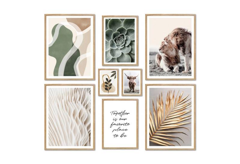 ARTFAVES Bilder-Collage Poster Set - ABSTRACT NATURE - Deko Wandbilder beige, braun, gold, grü, (Wandbilder modern, 8 St) von ARTFAVES