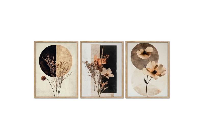 ARTFAVES Bilder-Collage Poster Set - Abstract Flower Art 1 - 3 Deko Wandbilder Trockenblumen, (Wandbilder modern, 3 St) von ARTFAVES