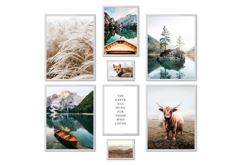 ARTFAVES Bilder-Collage Poster Set - BEAUTIFUL EARTH I Natur Petrol See Berge I Deko, (Wandbilder, 8 St), verschiedene Größen im Set von ARTFAVES