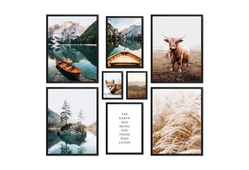 ARTFAVES Bilder-Collage Poster Set - BEAUTIFUL EARTH I Deko Wandbilder Natur Petrol See Berge, (Wandbilder modern, 8 St) von ARTFAVES