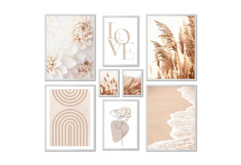 ARTFAVES Bilder-Collage Poster Set - BEIGE SOFTNESS I Boho Deko Wandbilder Abstrakt, (Wandbilder modern, 8 St) von ARTFAVES