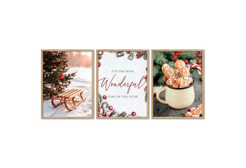 ARTFAVES Bilder-Collage Poster Set - Christmas Trio 2 - 3 Deko Wandbilder Weihnachten Schnee W, (Wandbilder modern, 3 St) von ARTFAVES