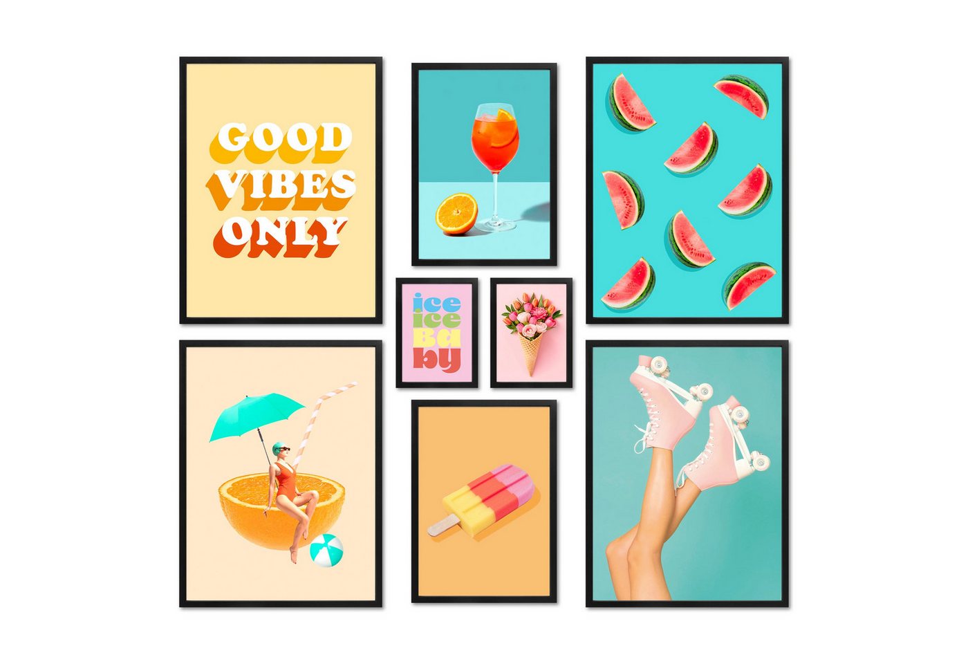 ARTFAVES Bilder-Collage Poster Set - Dopamine Summer - Deko Wandbilder dopamin decor, sommer, (Wandbilder modern, 8 St) von ARTFAVES