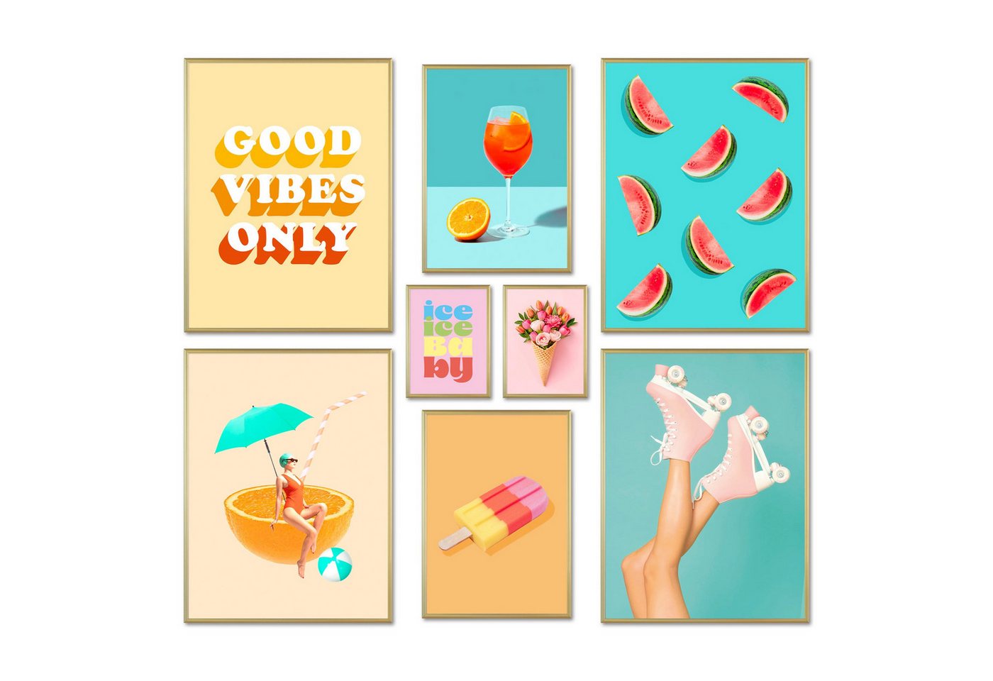 ARTFAVES Bilder-Collage Poster Set - Dopamine Summer - Deko Wandbilder dopamin decor, sommer, (Wandbilder modern, 8 St) von ARTFAVES