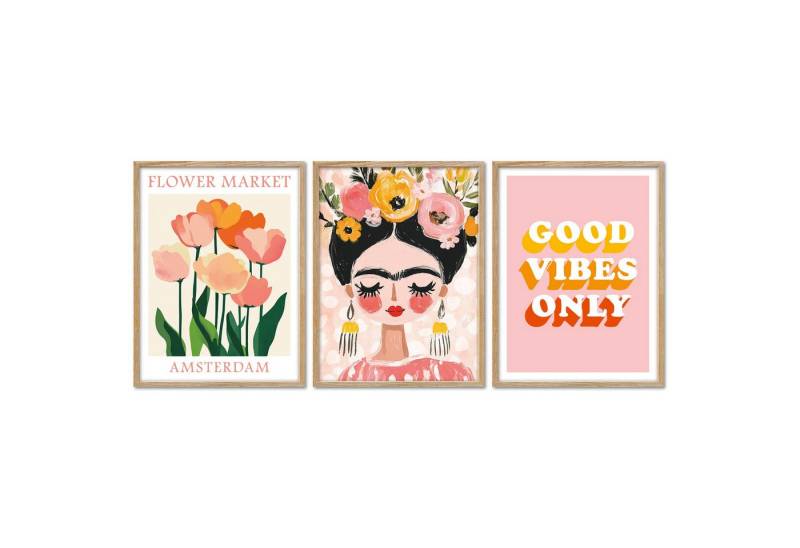ARTFAVES Bilder-Collage Poster Set - Dopamine Trio 1 - 3 Deko Wandbilder Abstrakte Kunst, past, (Wandbilder modern, 3 St) von ARTFAVES