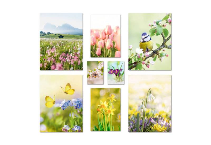 ARTFAVES Bilder-Collage Poster Set - Frühlingserwachen - Deko Wandbilder frühling, tiere, natu, (Wandbilder modern, 8 St) von ARTFAVES