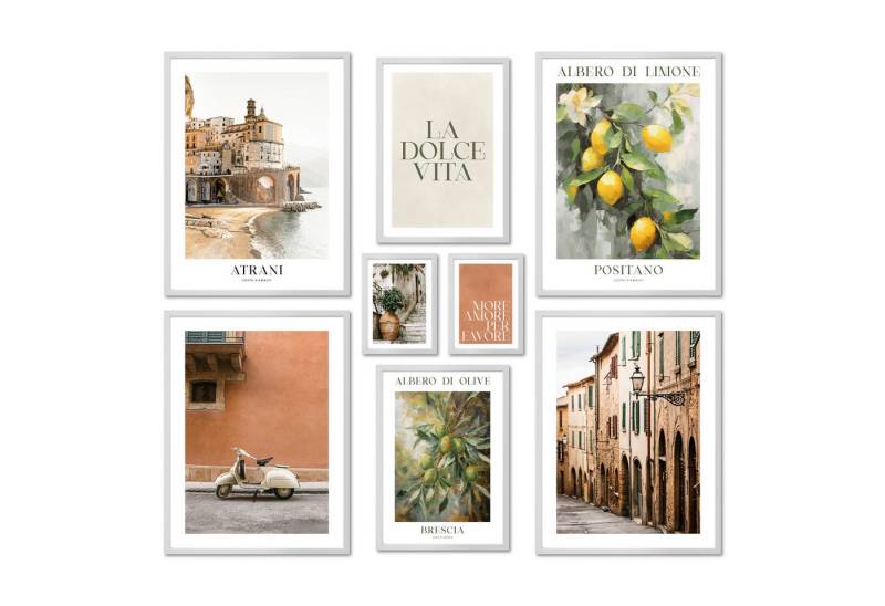 ARTFAVES Bilder-Collage Poster Set - LA DOLCE VITA ITALY I Toskana Italien Mediterran I Deko, (Wandbilder modern, 8 St), verschiedene Größen im Set von ARTFAVES