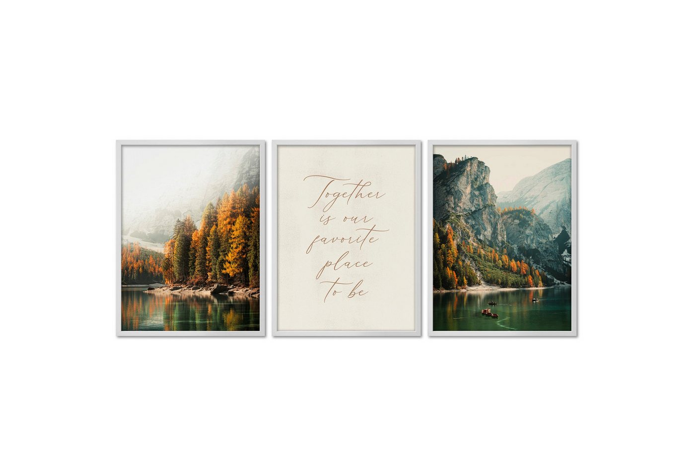 ARTFAVES Bilder-Collage Poster Set - Pragser Wildsee Herbst - 3 Deko Wandbilder Süd Tirol Dolo, (Wandbilder modern, 3 St) von ARTFAVES