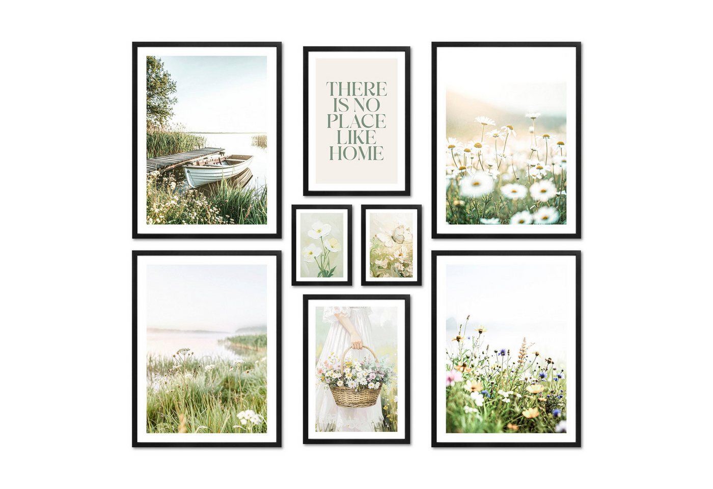 ARTFAVES Bilder-Collage Poster Set - Summer Morning - Deko Wandbilder sommer, frühling, see, g, (Wandbilder modern, 8 St) von ARTFAVES