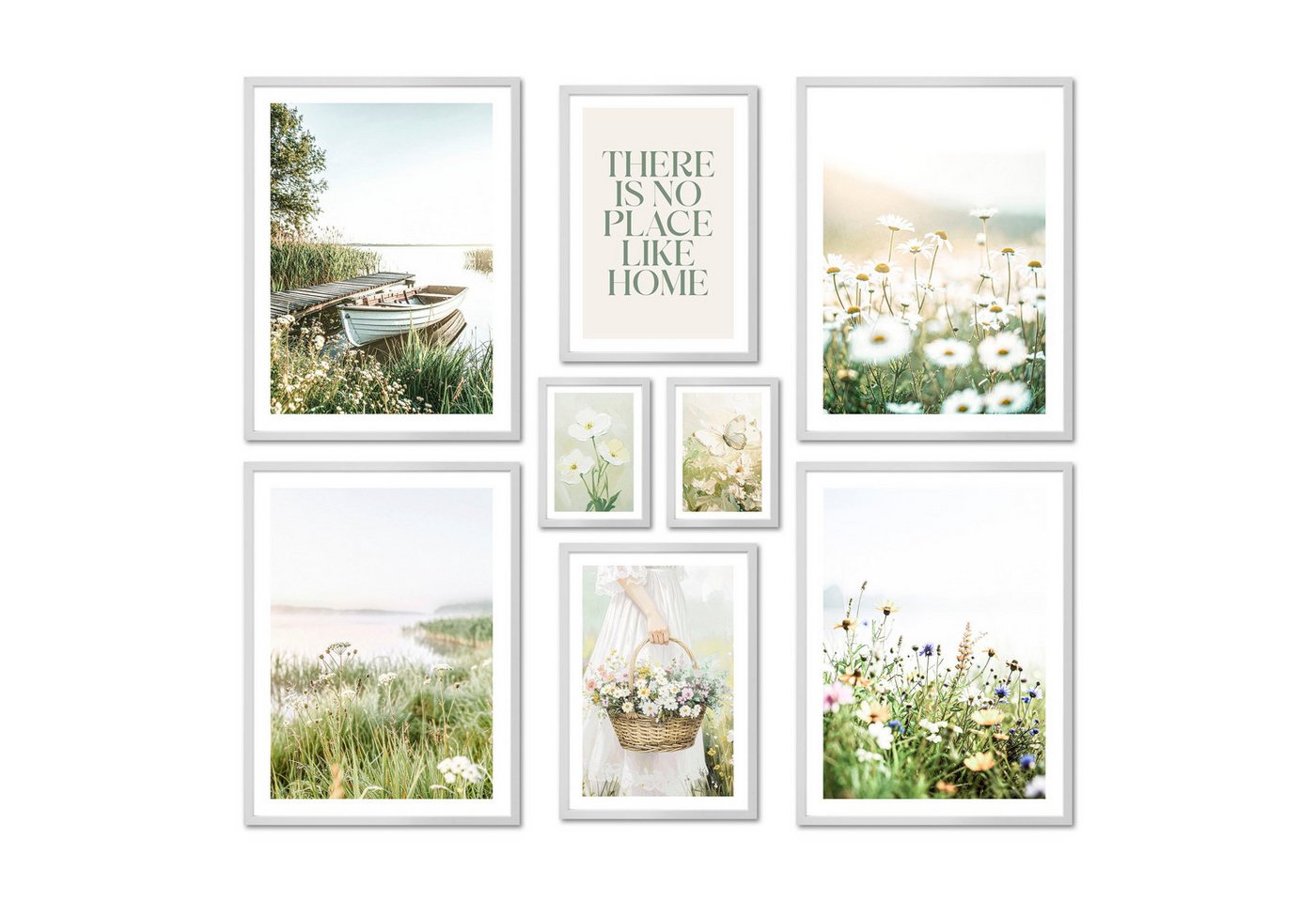 ARTFAVES Bilder-Collage Poster Set - Summer Morning - Deko Wandbilder sommer, frühling, see, g, (Wandbilder modern, 8 St) von ARTFAVES