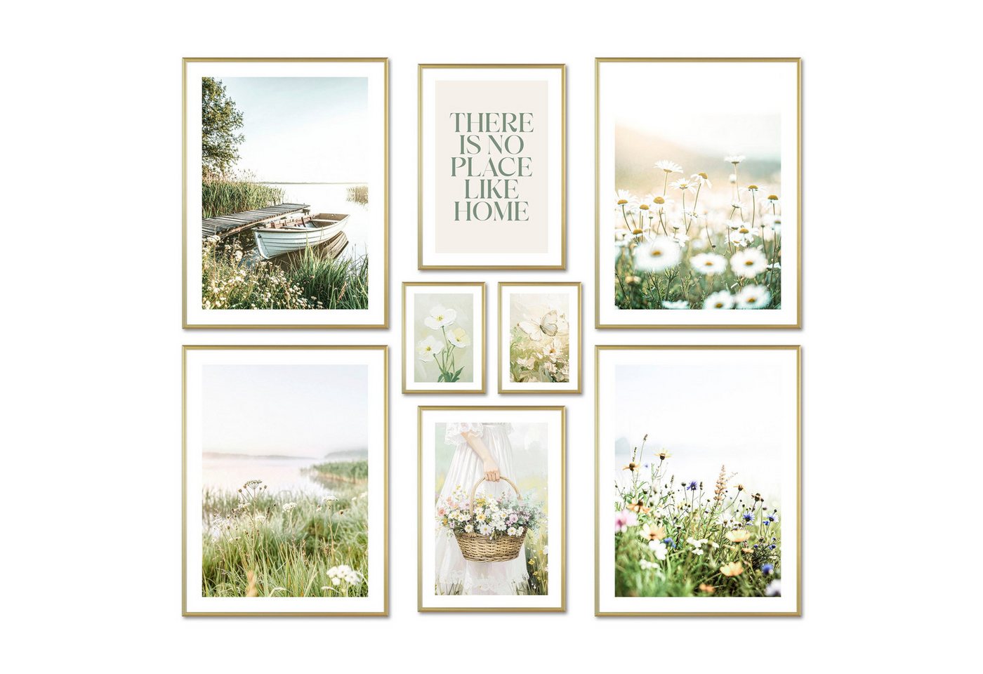 ARTFAVES Bilder-Collage Poster Set - Summer Morning - Deko Wandbilder sommer, frühling, see, g, (Wandbilder modern, 8 St) von ARTFAVES