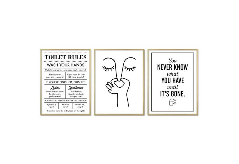 ARTFAVES Bilder-Collage Poster Set - Toilet Fun - 3 Deko Wandbilder witzig, schwarz-weiss, (Wandbilder modern, 3 St) von ARTFAVES